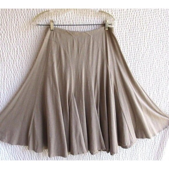 Garnet Hill Light Brown Skirt XS Cotton Blend aline Swing Khaki Extra Small - Picture 1 of 5